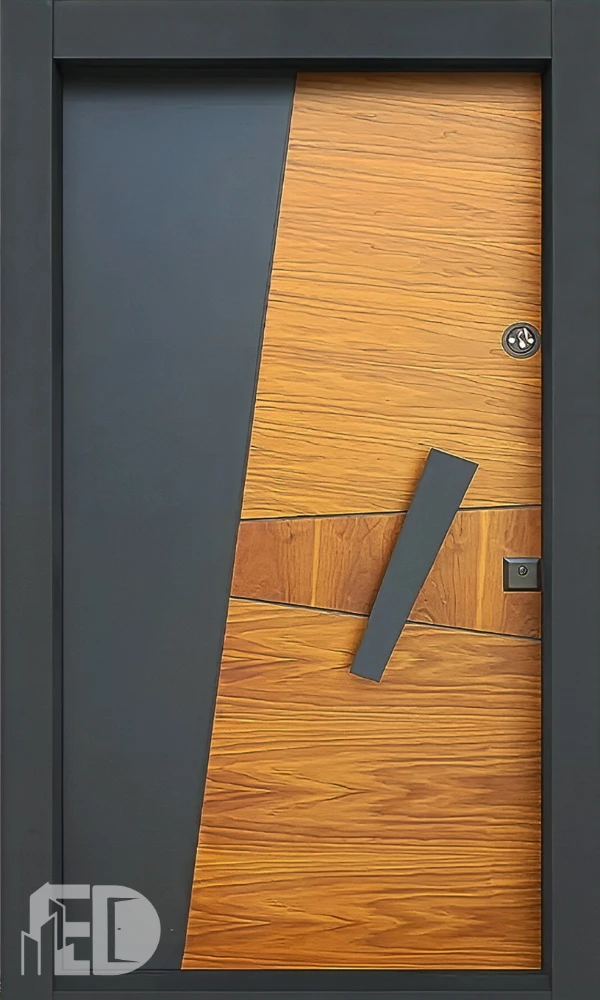 درب ضد سرقت نیکا روکش طبیعی گردو + رنگ طوسی کد L6011