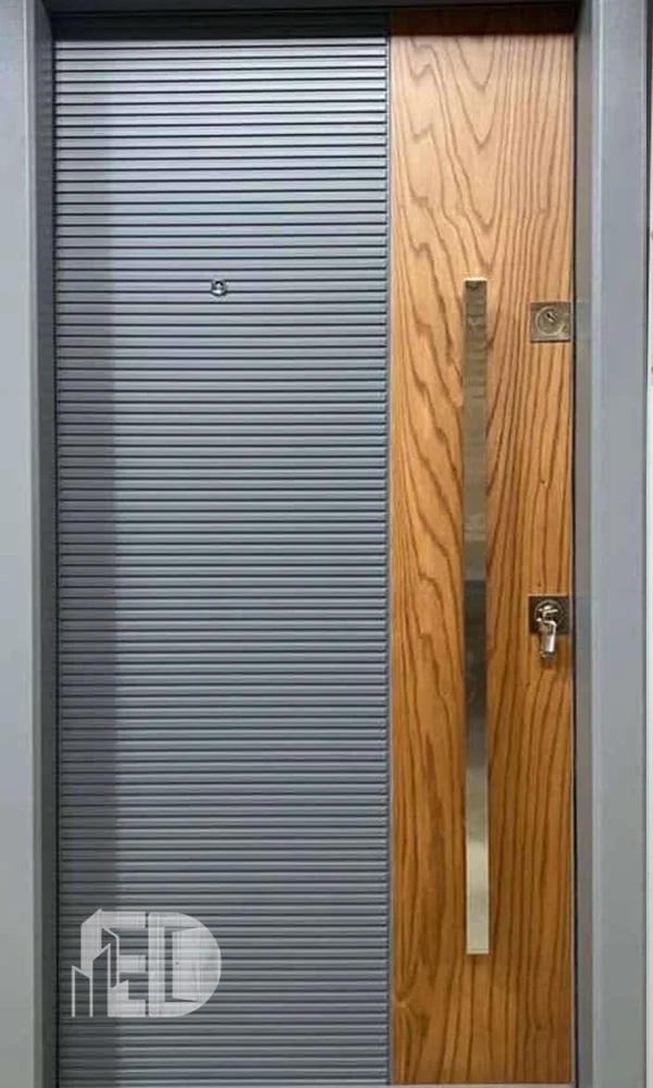 درب ضد سرقت طوسی + روکش طبیعی بلوط کد RT3012