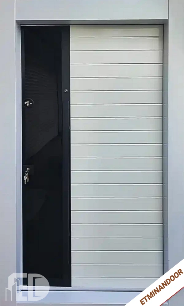 درب ضد سرقت درسا سفید با شیشه (مدرن) کد TM8010